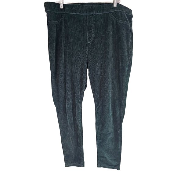 Gloria Vanderbilt Women's Green Corduroy Missy Skinny Pullon Stretch Pants Size - Picture 1 of 6